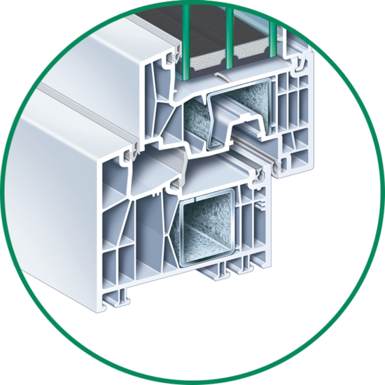 EGE 88 Rahmen & Flügel mit stabilen Stahlarmierungen ausgesteift