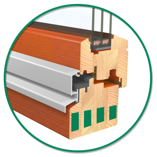 vier Massivholzschichten EGE IV 90 Holzfenster